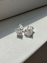 [92.5silver] オーバルキュービックワンタッチピアス
