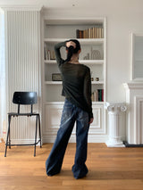 Tito diagonal pleated two-tone long sleeve knit
