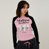マルチーズアーカイブラグラン長袖Tシャツ