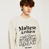 マルチーズアーカイブライングラフィックニット/Maltese archive line graphics knit