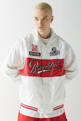 スポーティロゴカラーバーシティジャケット/BSR2223FWJK023 SPORTY LOGO COLLAR VARSITY JACKET WHITE