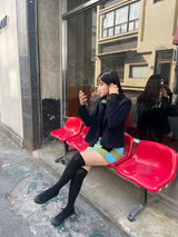 チェック柄ニットミニスカート
