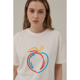 リラックスフィットピーチプリントTシャツ / RELAXED FIT PEACH PRINT T-SHIRT_WHITE