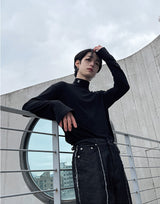 [Plan-Made] Thumb Slit High Neck T-Shirt (6595755573366)
