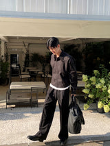 ミニマルビッグカラークロップドシャツ (Unisex)