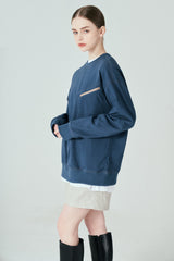 ポケットジップアップスウェットシャツT63/Pocket Zip-up Sweatshirt T63 Dark Teal Blue