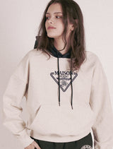Women's Crop Maison Signature Emblem Two-Tone HeavyTerry Hoodie OatmealNavy(FCD3TS715W)