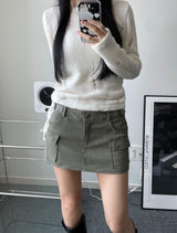 cargo low waist mini skirt (2color)