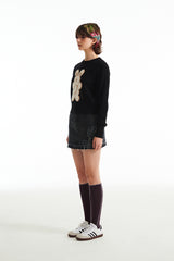 チェリープラネットデニムスカート / CHERRY PLANT DENIM SKIRT [BLACK]