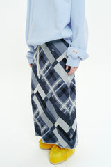 チェックパターンニットロングスカート