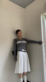 double zip knit cardigan