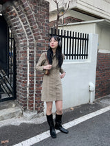 Square wrinkle middle boots 