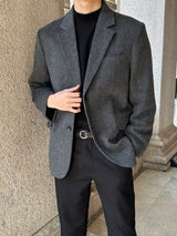 LMN ヘリングボーンウールブレザー / LMN Herringbone Wool Blazer (2 colors)