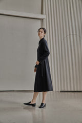 カラーカットアウトドレス/COLLAR CUTOUT DRESS_BLACK