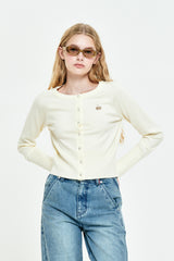 MONO CHERRY CROP CARDIGAN [IVORY]