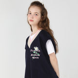 FWBA embroidery knit vest [Navy] (6535249494134)