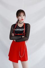 レイヤードロングスリーブメッシュトップ/TOP(6348) Layered Long Sleeve Mesh Tee