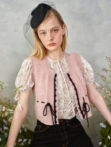 プチリボンニットベスト / Petite Ribbon Knit Vest (Pink)