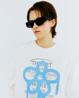 チケットマシンフラワータイポスウェットシャツ/THICKET MACHINE FLOWER SWEATSHIRT-WHITE