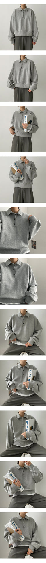 ブテンボタンカラーショートクロップスウェットシャツ/Buten button collar short cropped sweatshirt