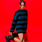0 2 Damaged Wool Stripe Knit - BLUE (6626815082614)