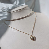  Modern Heart Rhinestone Layered Necklace - Gold Color (VIVIZ Sinb, Oh My Girl YooA, STAYC Seeun Necklace)