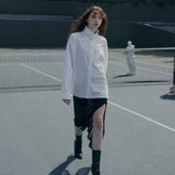 タブネックコットンシャツ/[LSD Runway]Tab Neck Cotton Shirt_White