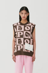 Hope Checker-Board Knit Vest_Brown (6678732439670)