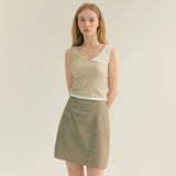 リネンベーシックスカート / Linen Basic Skirt (Khaki)