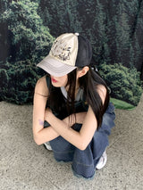 モンドナーフリンジポケットサスペンダーバックオープンロングデニムワンピース / Mondner Fringe Pocket Suspenders Back Open Long Denim Dress