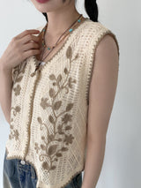 ハコビンテージレイヤードノースリーブカーディガン / Hako Vintage Layered Sleeveless Cardigan