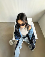 Just Coloring Denim Wide Pants