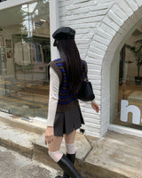 Tie pleated skirt