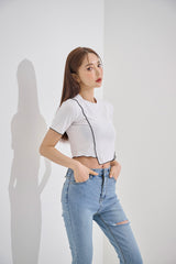 アンバランスクロップTシャツ/TOP(9190) VV Unbalance Crop Tee