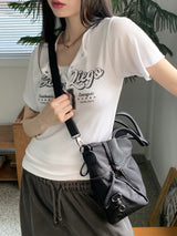 ナッツビッグジッパーポケットブラックショルダーバッグ / Nuts big zip pocket black shoulder bag