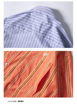 DAKYAM Colorful striped yarn-dyed side zipper pocket cityboy long-sleeved loose shirt