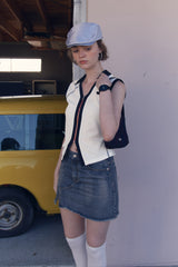 FULL OPEN PIQUE SLEEVELESS [WHITE]