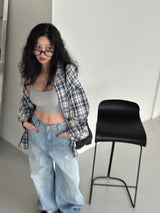 [UNISEX] ストリングチェックシャツ
