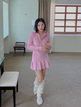 ミニ ベルベット プリーツ スカート / Mini Velvet Pleated Skirt (4color)