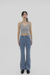 クロップドホルターネックスリーブレス / Cropped halterneck sleeveless (3color)