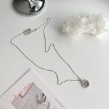 パールキュービックニットスマイルコインハンドメイドネックレス/mmi Silver 925 Pearl Cubic Kit Smile Coin Handmade Necklace