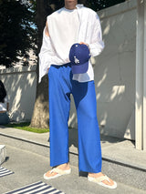 リブワイドプリーツパンツ/Rib Wide Pleats Pants (4 colors)
