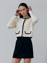 GOLD BUTTON CABLE CARDIGAN IVORY