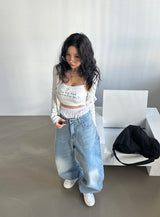 バルーンライトブルーワイドパンツ
