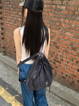プリーツデイリーナイロンストリングポケットバックパック/Pleated Daily Nylon String Pocket Backpack