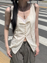 ノビットカッププ内蔵レースブラレットクロップナッシュキャミソール / Norbit capped lace bralette crop sleeveless sleeveless
