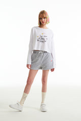 ウィティーバニースケッチクロップTシャツ／WITTY BUNNY SKETCH CROP T-SHIRT [WHITE]