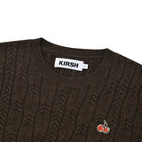 スモールチェリークロップ丈ニット／SMALL CHERRY CABLE CROP KNIT [BROWN]