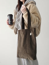Corduroy simple line bag - deep brown