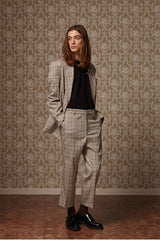 Cropped slacks - Beige check (4622120353910)